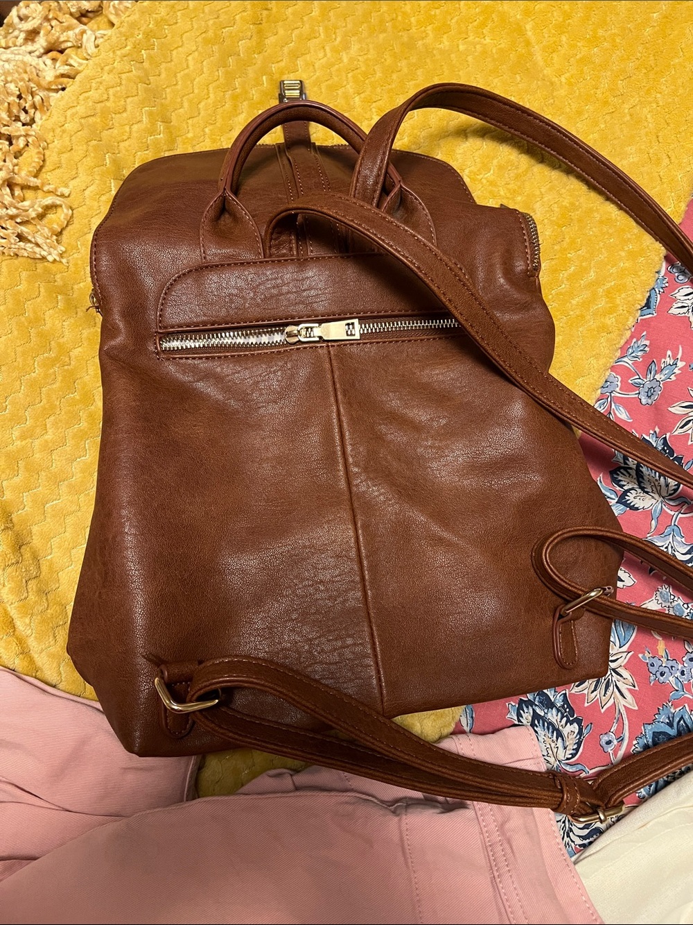 Miztique Brown Tassel Accent Leather Backpack - Picture 3 of 3
